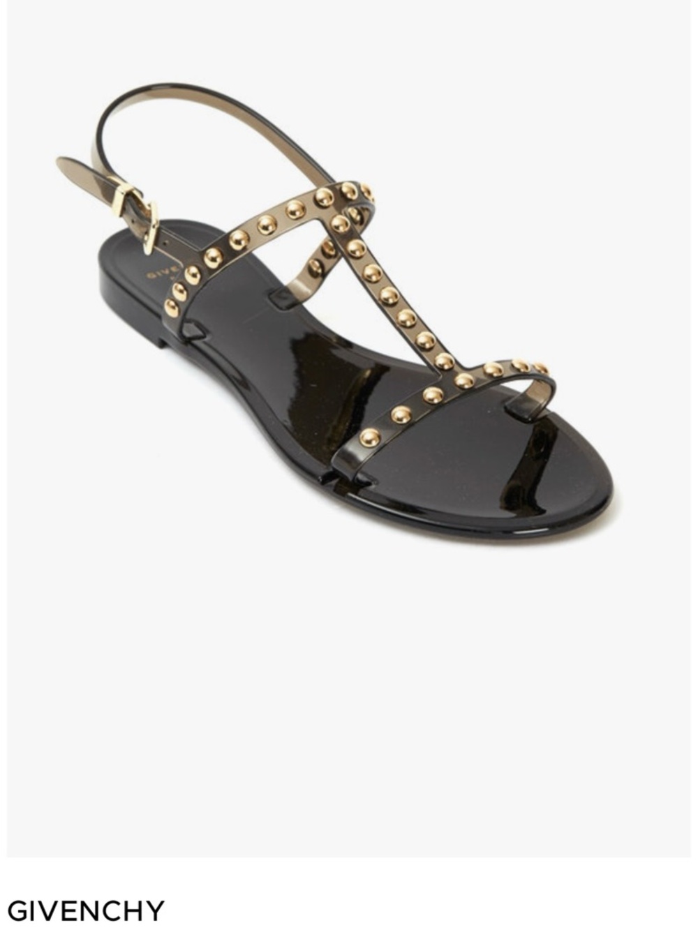 Givenchy Black Jelly Studded T-Strap Slingback Sandals